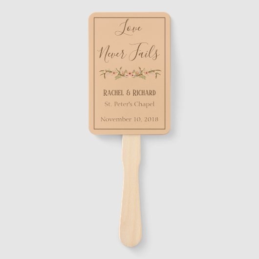 Trouw in perzik beige intrige handwaaier (Voorkant)