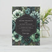 Trouw in Teal Gothic Bloom Kaart (Staand voorkant)