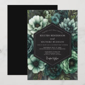 Trouw in Teal Gothic Bloom Kaart (Voorkant / Achterkant)