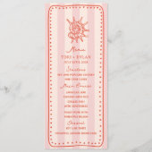 Trouw in tropische roze streep schelp menu (Voorkant)