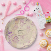 Trouw in vintage lavendel damast papieren bordje (Feest)