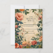 Trouw in vintage rozentuin RSVP kaartje (Voorkant)