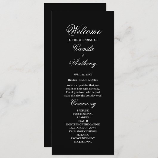 Trouw in zwart-wit programmakaart (Voorkant / Achterkant)