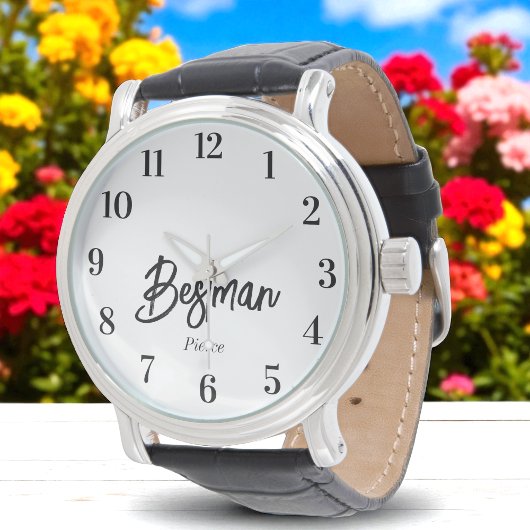 Trouw in zwart-wit voor de getuige van de bruidego horloge