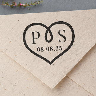 Trouw Initiaal Monogram Hart Met Prikkeldraad Fram Zelfinktende Stempel