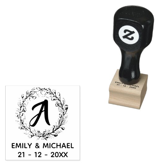 Trouw Initiaal Monogram Stempel Wreath (Gestempeld)