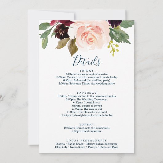 Trouw Itinerarium Hotel Verwelkomingsbrief - Burgu Kaart (Achterkant)