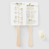 Trouw Itinerary Icon Chic Script Trouwprogramma Handwaaier (Voorkant en achterkant)