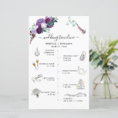 Trouw Itinerary Programma Kaart met Bloemen (Staand voorkant)
