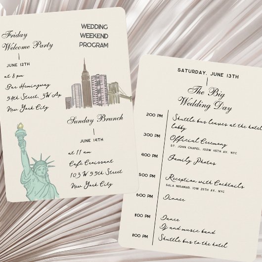 Trouw Itinerary weekendprogramma New York City NY Programmakaart