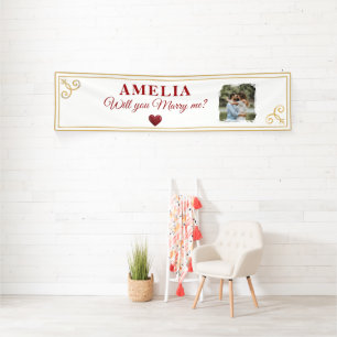 Trouw je met me Hart Romantisch Huwelijksaanzoek F Spandoek