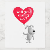 Trouw Je Met Mij Rode Hart Hond Puppy Aanzoek Wijn Etiket (Enkel label)