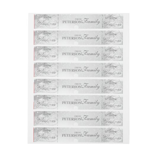 Trouw Kerstmis Zilveren Tekst & Bokeh Achtergrond Adreslabel Wikkel (Vel)