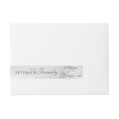 Trouw Kerstmis Zilveren Tekst & Bokeh Achtergrond Adreslabel Wikkel (Voorkant)