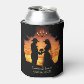 Trouw Koozie Naam en Datum Land  (Blikje Voorkant)