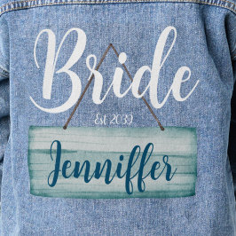 Trouw kust bruid rustieke monogram denim jacket