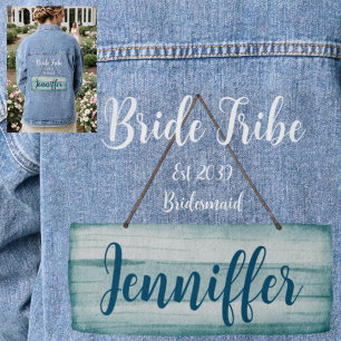 Trouw Kust Bruiden Bachelorette Monogram Bruid Denim Jacket