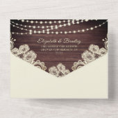 Trouw Landelijke Houten Slingerlichtjes Ivoorkleur All In One Uitnodiging (Achterkant)