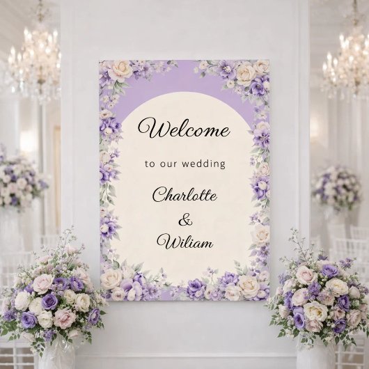 Trouw lavendel champagne crème welkom poster