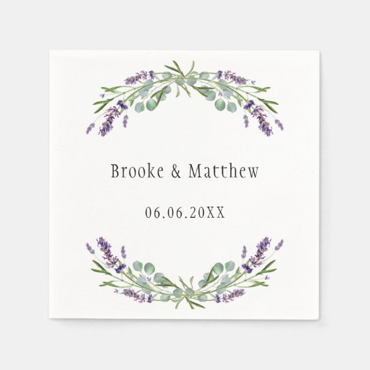 Trouw lavendel eucalyptus groen servet (Voorkant)