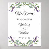 Trouw lavendel eucalyptus groen welkom poster (Voorkant)