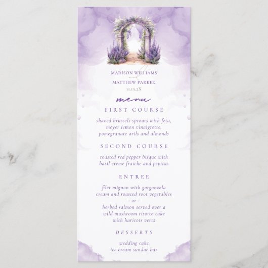 Trouw Lavendel Huwelijk Custom Menu (Voorkant)