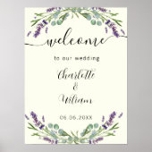 Trouw lavendel ivoor eucalyptus welkom poster (Voorkant)