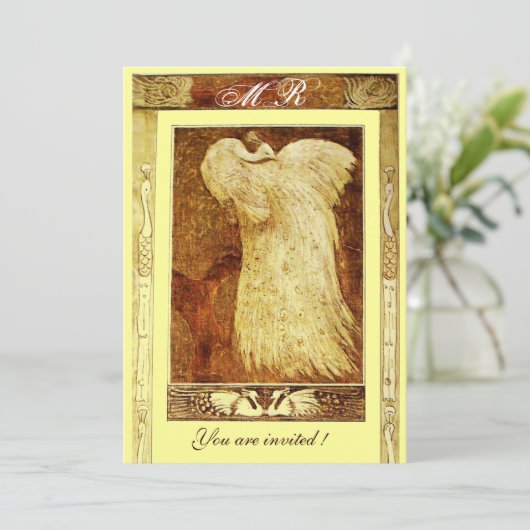 TROUW LIEFDE PAUW MONOGRAM ,bruin geel Kaart (Staand voorkant)