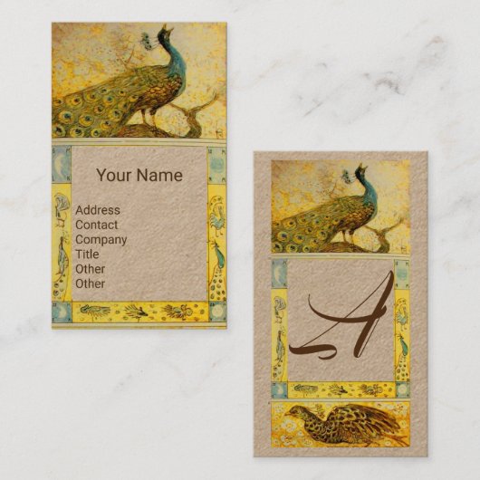 TROUW LIEFDE PAUW MONOGRAM Geel Ambachtspapier Visitekaartje (Voorkant / Achterkant)