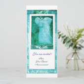 TROUW LIEFDE PAUW MONOGRAM Groenblauw Witte Uitnod (Staand voorkant)