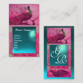 TROUW LIEFDE PAUW MONOGRAM roze blauw aquamarijn Visitekaartje (Voorkant / Achterkant)