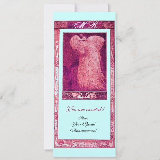 TROUW LIEFDE PAUW MONOGRAM ,roze rood wit blauw Kaart (Voorkant)