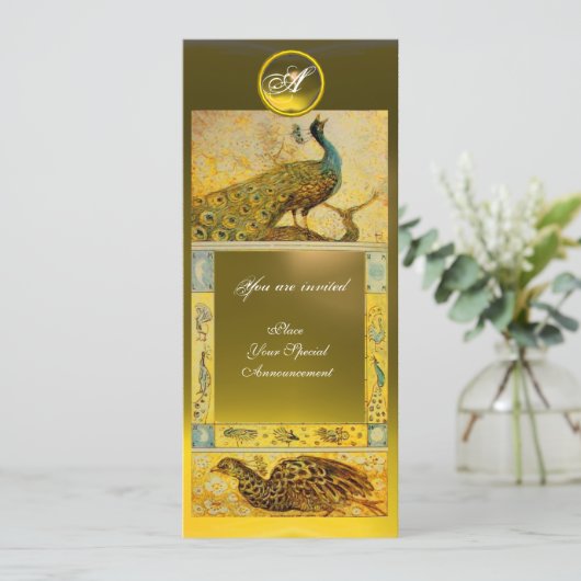 TROUW LIEFDE PAUWEN MONOGRAM ,bruin topaas geel Kaart (Staand voorkant)