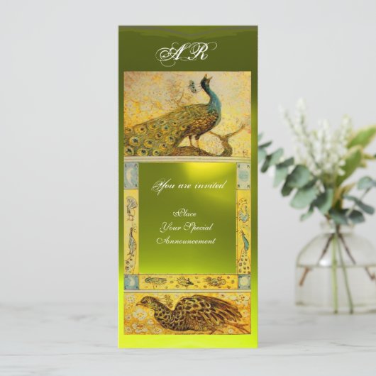 TROUW LIEFDE PAUWEN MONOGRAM ,bruin wit geel Kaart (Staand voorkant)