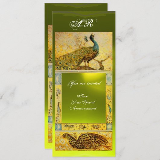 TROUW LIEFDE PAUWEN MONOGRAM ,bruin wit geel Kaart (Voorkant / Achterkant)