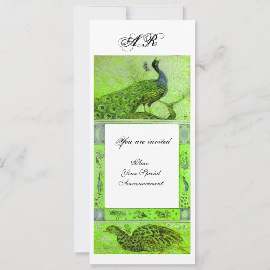 TROUW LIEFDE PAUWEN MONOGRAM groen wit Kaart (Voorkant)