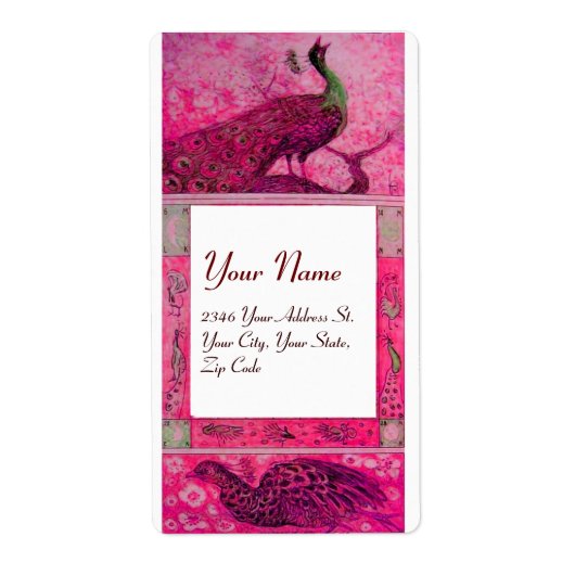 TROUW LIEFDE PauwEN, rood fuchsia roze wit Etiket (Voorkant)