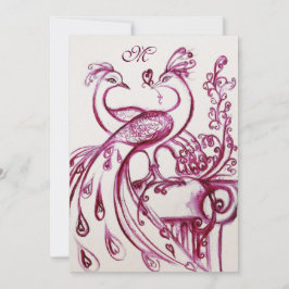 TROUW LIEFDE VOGELS INITIALEN Rood Roze Wit Parel Aankondiging