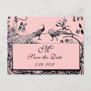 TROUW LIEFDE VOGELS INITIALEN zwart en wit roze Briefkaart