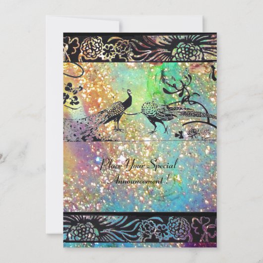 TROUW LIEFDE VOGELS MONOGRAM zwart groen blauw gou Aankondiging (Achterkant)