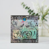 TROUW LIEFDEBEBBEN MONOGRAM Zwart Aqua Blauw Bloem Kaart (Staand voorkant)