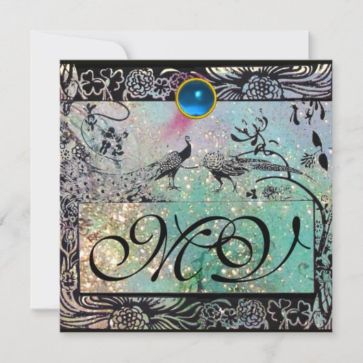 TROUW LIEFDEBEBBEN MONOGRAM Zwart Aqua Blauw Bloem Kaart (Voorkant)