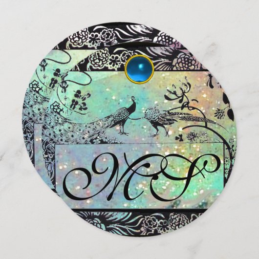 TROUW LIEFDEBEBBEN MONOGRAM zwart groen champagne Kaart (Voorkant / Achterkant)