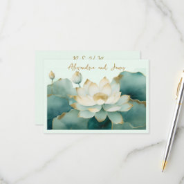 Trouw Lotus bloem gouden randen RSVP Kaartje