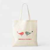 Trouw Love Birds Rood & Zwart Hart Tote Bag (Voorkant)