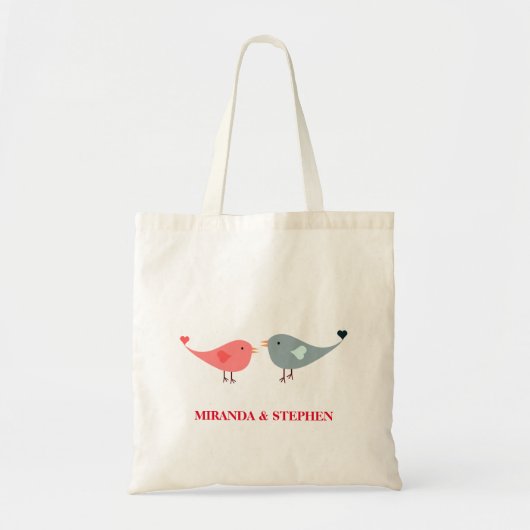 Trouw Love Birds Rood & Zwart Hart Tote Bag (Voorkant)