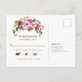 Trouw Magenta Roze Koraal Bloem RSVP Uitnodiging Briefkaart (Achterkant)