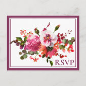 Trouw Magenta Roze Koraal Bloem RSVP Uitnodiging Briefkaart (Voorkant)