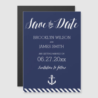 Trouw Magnetische Trouwkaart Opslaan Strepen Nauti Magnetische Uitnodiging