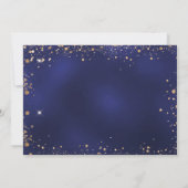 Trouw marineblauw goud glitters winter save the date (Achterkant)